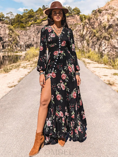 Floral V-Neck Split Maxi Dress Trendsi OMDEL.COM