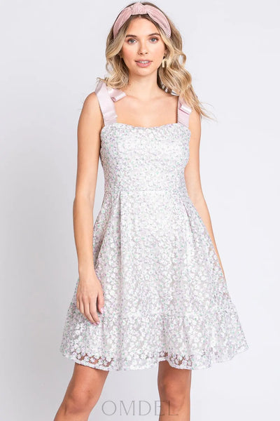 GeeGee Mesh Floral Embroidered Sleeveless Dress Trendsi OMDEL.COM