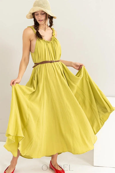 HYFVE Frill Sleeveless A-Line Maxi Dress Trendsi OMDEL.COM