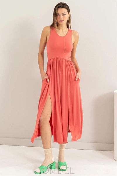 HYFVE Sleeveless Slit Midi Dress Trendsi OMDEL.COM