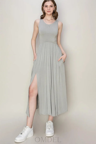 HYFVE Sleeveless Slit Midi Dress Trendsi OMDEL.COM