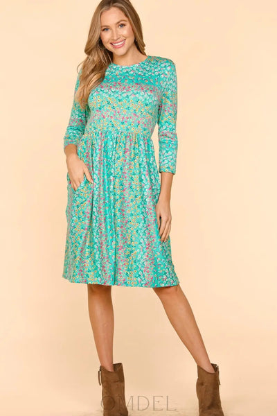 Haptics Round Neck Floral Dress with Pockets Trendsi OMDEL.COM