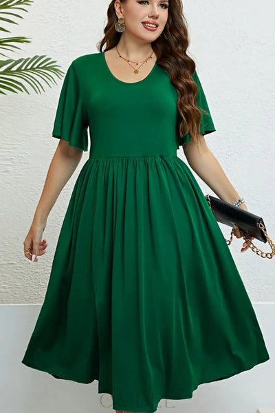 Honey Flutter Sleeve Round Neck Dress Trendsi OMDEL.COM