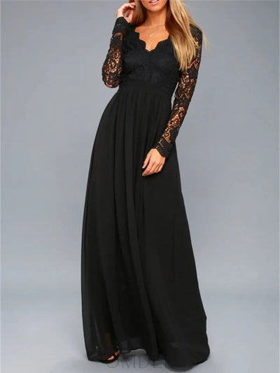 Lace Detail Backless Long Sleeve Maxi Dress Trendsi OMDEL.COM