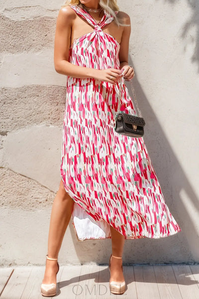 MeiMei Slit Printed Sleeveless Midi Dress Trendsi OMDEL.COM