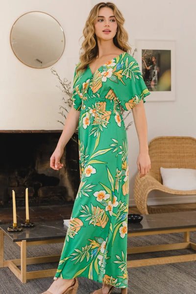 ODDI Full Size Floral Smocked Tied Back Maxi Dress Trendsi OMDEL.COM