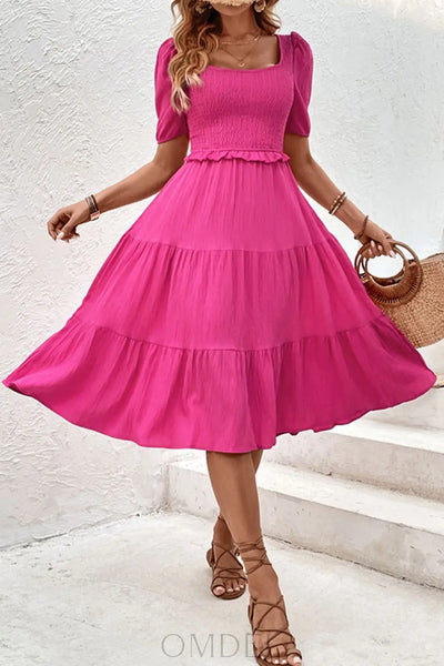 Perfee Square Neck Puff Sleeve Cutout Dress Trendsi OMDEL.COM