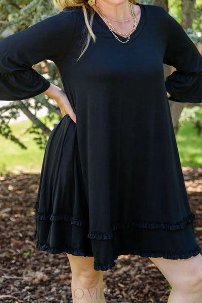 Plus Size Frill Trim Flounce Sleeve Dress Trendsi OMDEL.COM