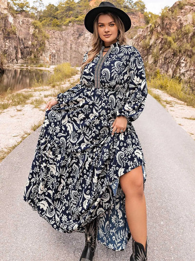 Plus Size Long Sleeve Maxi Dress Trendsi OMDEL.COM