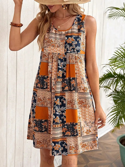 Printed Sleeveless Mini Dress Trendsi OMDEL.COM