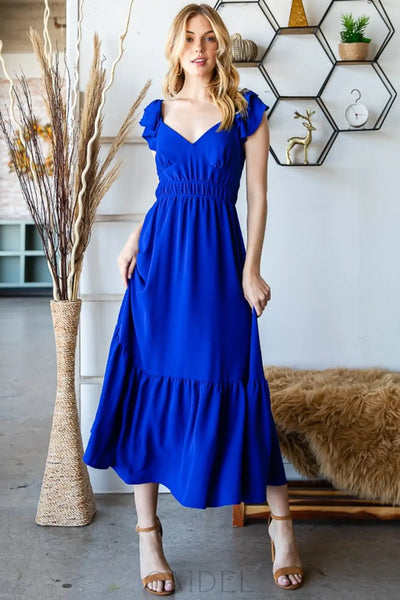 Reborn J Tie Back Sleeveless Ruffled Midi Dress Trendsi OMDEL.COM