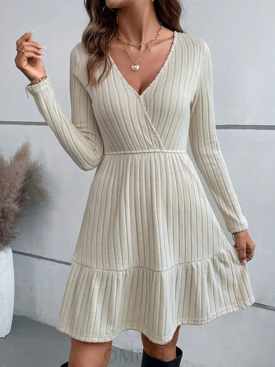 Ruffle Hem Surplice Long Sleeve Dress Trendsi OMDEL.COM