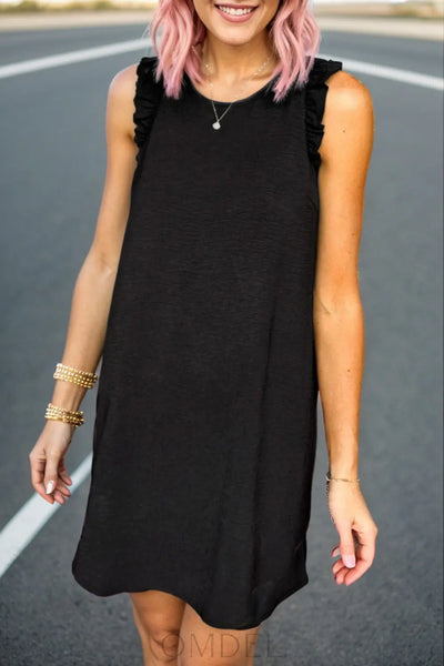 Ruffled Round Neck Sleeveless Mini Dress Trendsi OMDEL.COM