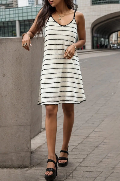 Striped Scoop Neck Mini Dress Trendsi OMDEL.COM