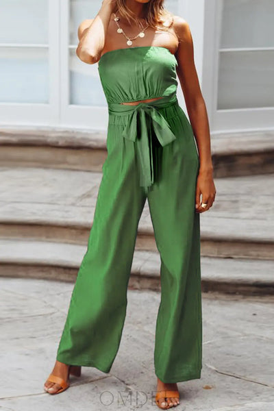 Tied Cutout Tube Wide Leg Jumpsuit Trendsi OMDEL.COM