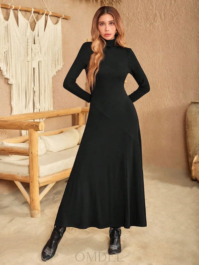 Turtleneck Long Sleeve Maxi Dress Trendsi OMDEL.COM