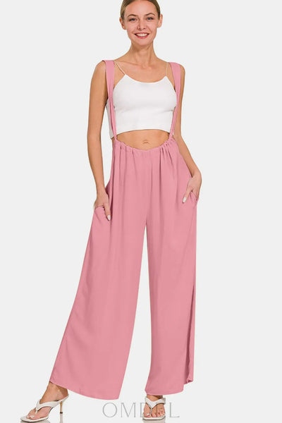 Zenana Pocketed Wide Strap Wide Leg Overalls Trendsi OMDEL.COM