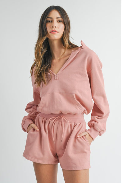 MABLE French Terry Hooded Romper - OMDEL.COM