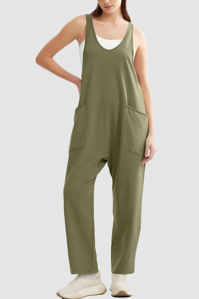 Lovelet Wide Strap Jumpsuit with Pockets - OMDEL.COM