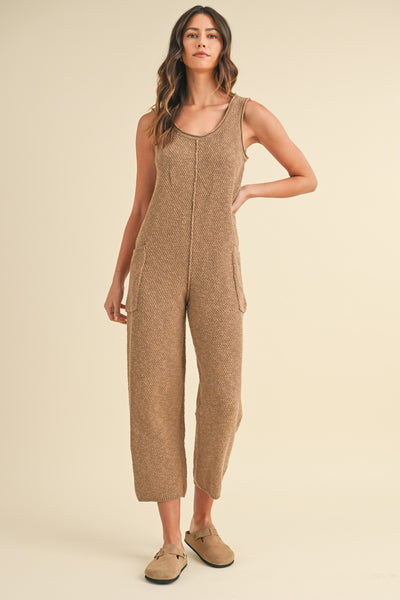 MABLE Sleeveless Knit Crop Jumpsuit with Pockets - OMDEL.COM