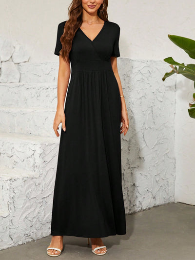 Surplice Short Sleeve Maxi Dress Trendsi OMDEL.COM