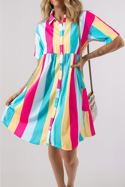 Color Block Half Sleeve Mini Dress Trendsi OMDEL.COM