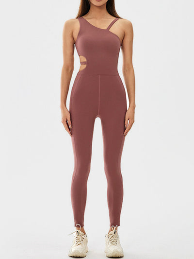 Cutout Asymmetrical Neck Active Jumpsuit - OMDEL.COM