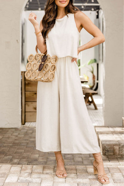 Round Neck Sleeveless Jumpsuit - OMDEL.COM