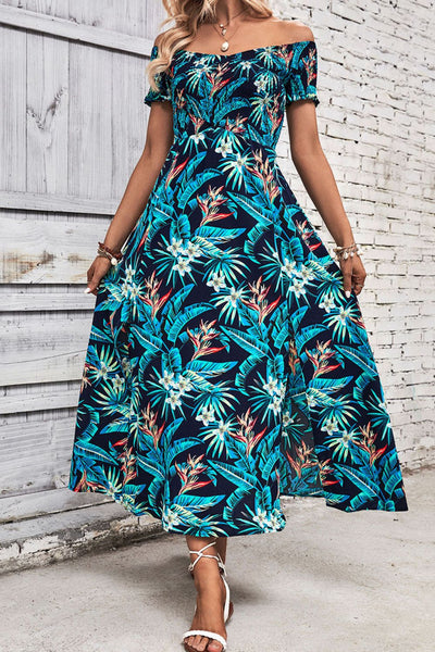 Perfee Floral Off-Shoulder Slit Dress Trendsi OMDEL.COM