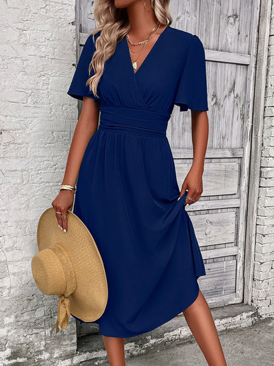 Surplice Flutter Sleeve Midi Dress Trendsi OMDEL.COM