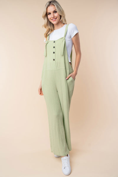 White Birch Texture Sleeveless Wide Leg Jumpsuit Trendsi OMDEL.COM