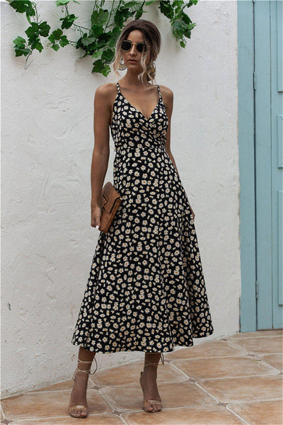 Daisy Print Surplice Midi Cami Dress Trendsi OMDEL.COM