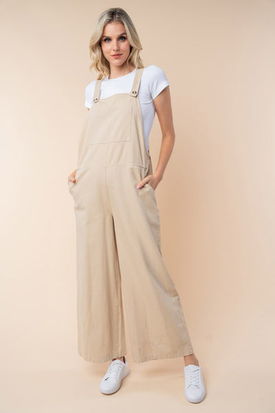 White Birch Sleeveless Wide Leg Jumpsuit - OMDEL.COM