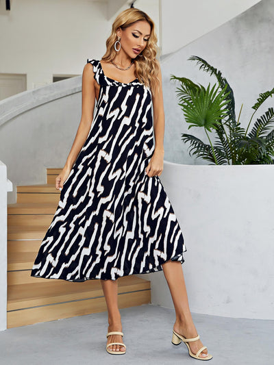 Two-Tone Low Back Midi Dress Trendsi OMDEL.COM