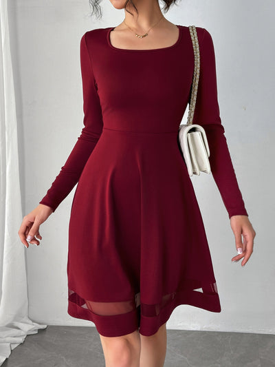 Square Neck Long Sleeve Mini Dress Trendsi OMDEL.COM