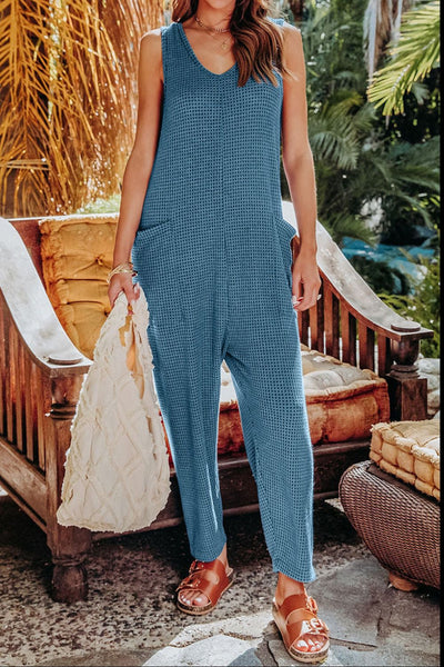 Double Take Full Size Sleeveless Straight Jumpsuit - OMDEL.COM