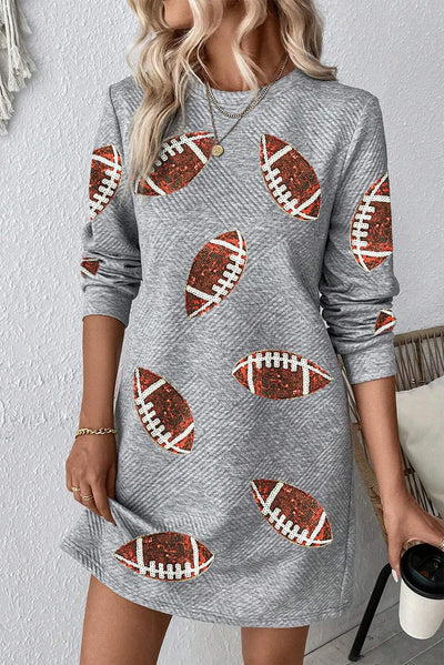 Sequin Football Long Sleeve Mini Dress Trendsi OMDEL.COM