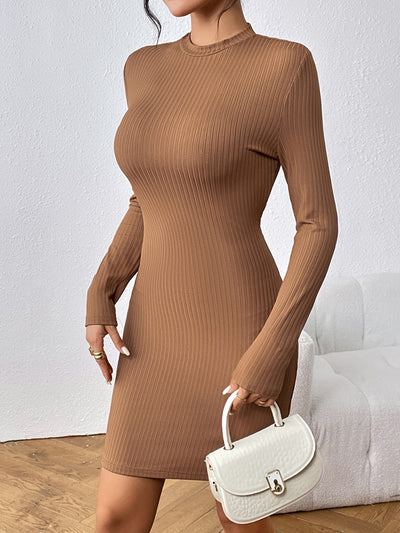 Honey Long Sleeve Ribbed Mini Dress Trendsi OMDEL.COM