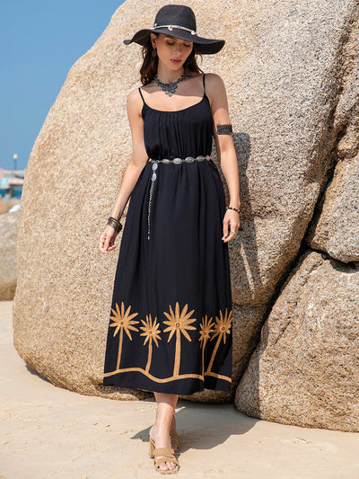 Embroidered Scoop Neck Midi Cami Dress Trendsi OMDEL.COM