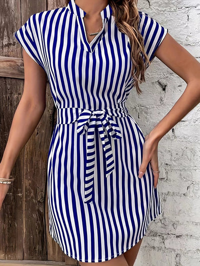 Tied Striped Cap Sleeve Mini Dress Trendsi OMDEL.COM