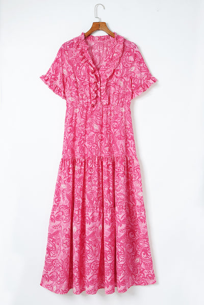 Paisley Print Flounce Sleeve Maxi Dress Trendsi OMDEL.COM