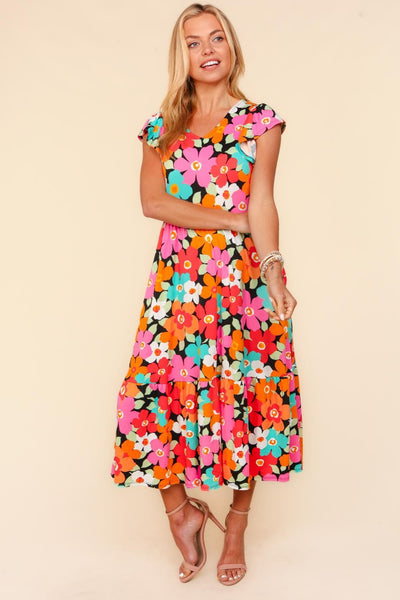 Haptics Floral Midi Dress with Side Pockets Trendsi OMDEL.COM