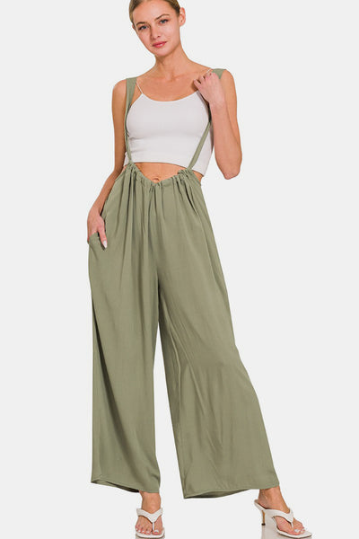 Zenana Pocketed Wide Strap Wide Leg Overalls Trendsi OMDEL.COM