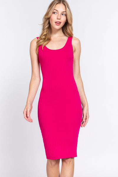 ACTIVE BASIC Ribbed Round Neck Tank Dress Trendsi OMDEL.COM