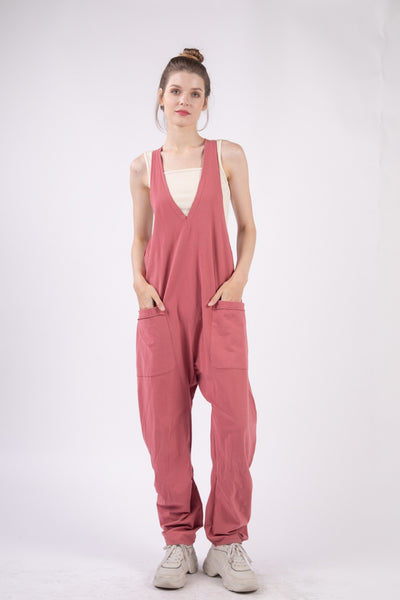 VERY J  Plunge Sleeveless Jumpsuit with Pockets Trendsi OMDEL.COM