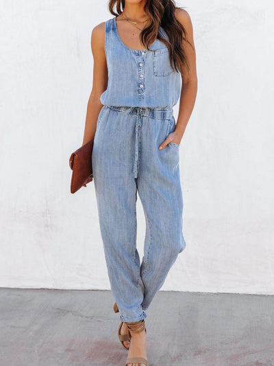 Drawstring Waist Sleeveless Jumpsuit Trendsi OMDEL.COM