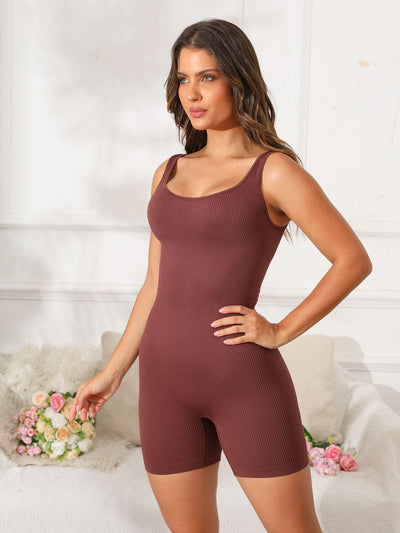 Scoop Neck Wide Strap Active Romper - OMDEL.COM