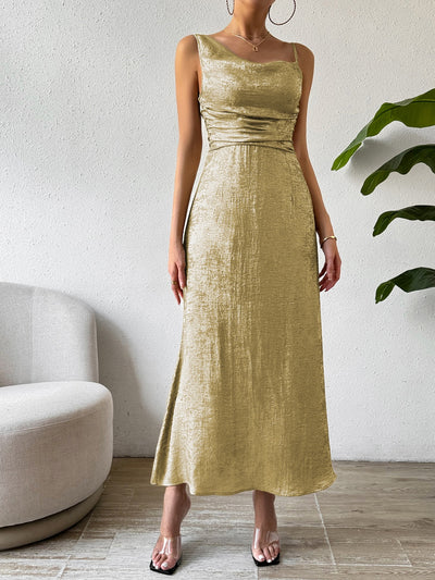 Honey Asymmetric Neck Sleeveless Midi Dress Trendsi OMDEL.COM