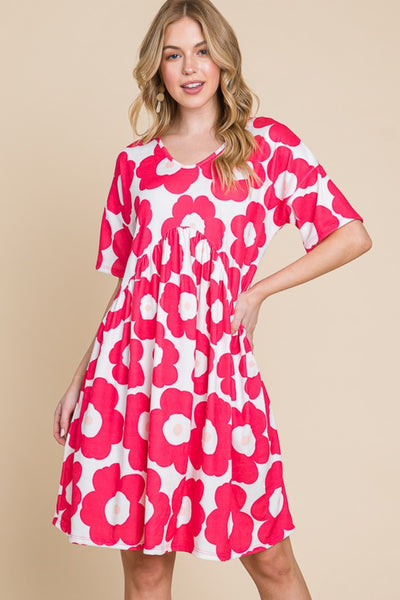 BOMBOM Flower Print Ruched Dress Trendsi OMDEL.COM