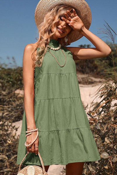 Perfee Tie Back Sleeveless Tiered Dress Trendsi OMDEL.COM